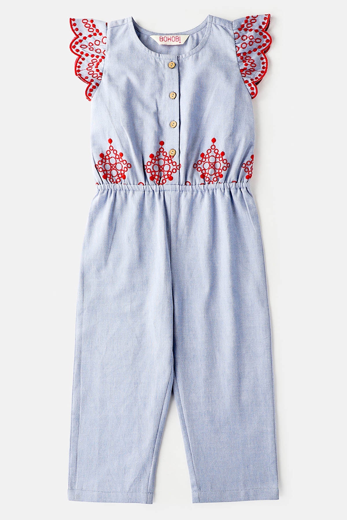 Buy Blue & Red Embroidered Jumpsuit Online